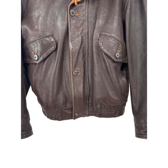 Lone Pine Mens American Made Brown Leather Bomber Jacket Size‎ 38 - Picture 4 of 8